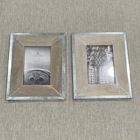 Silver and Wood Picture Frame Set - Picture 1 of 7